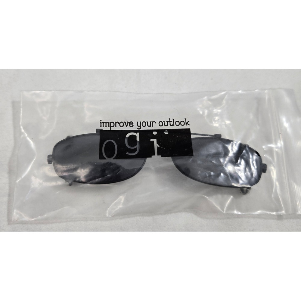 OGI Clip On Sunglasses Eyeglasses Accessory Black Oval Lenses Polarized